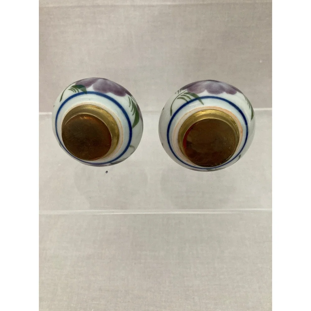 Vintage Thai Salt and Pepper Shaker Condiment Set w/ Oval Brass Tray